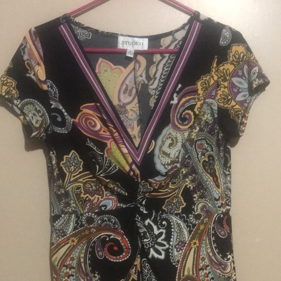 Studio 1 Fun Colorful Short Sleeve Dress small - Picture 3 of 5